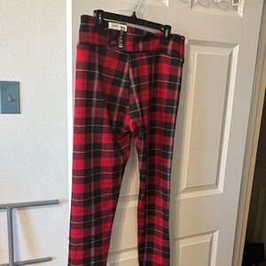 Red & Black Plaid Stretch Pants